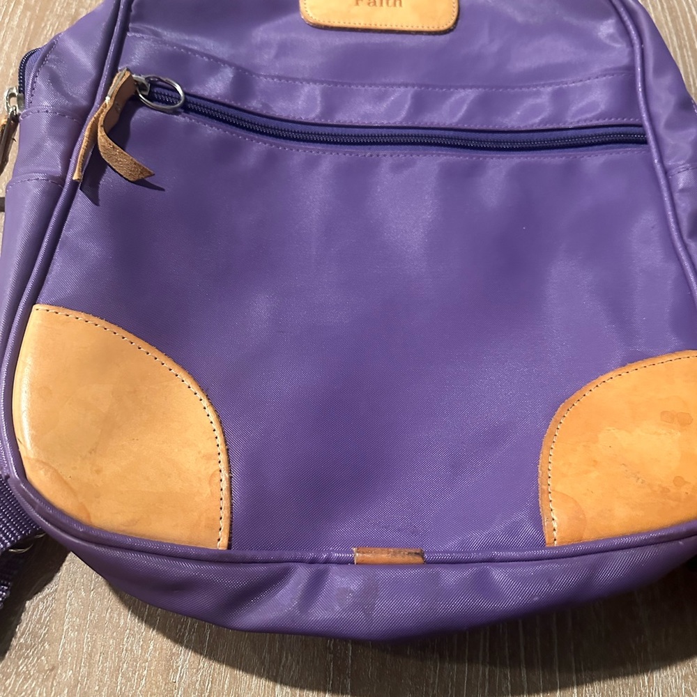 Jon Hart Design Purple With Brown Leather Accent Back Pack